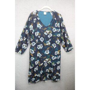 Cabi 3/4 Chiffon Sleeves Dark Floral Dress-Small-Ruffles-Fairy-Whimsigoth